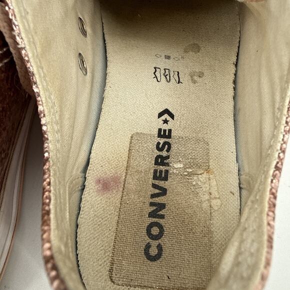 Converse All Star Rose Gold Glitter Low Top Shoes Size 4 Juniors 659230C - Picture 12 of 12